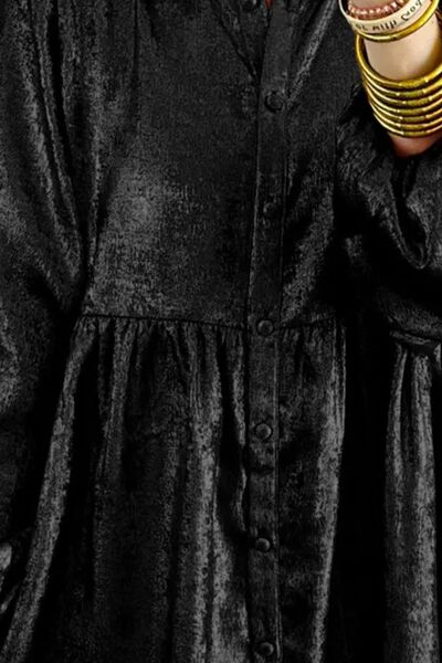 Metallic Sheen Long Sleeve Mini Dress - Pahabu - Women's Clothing & Shop