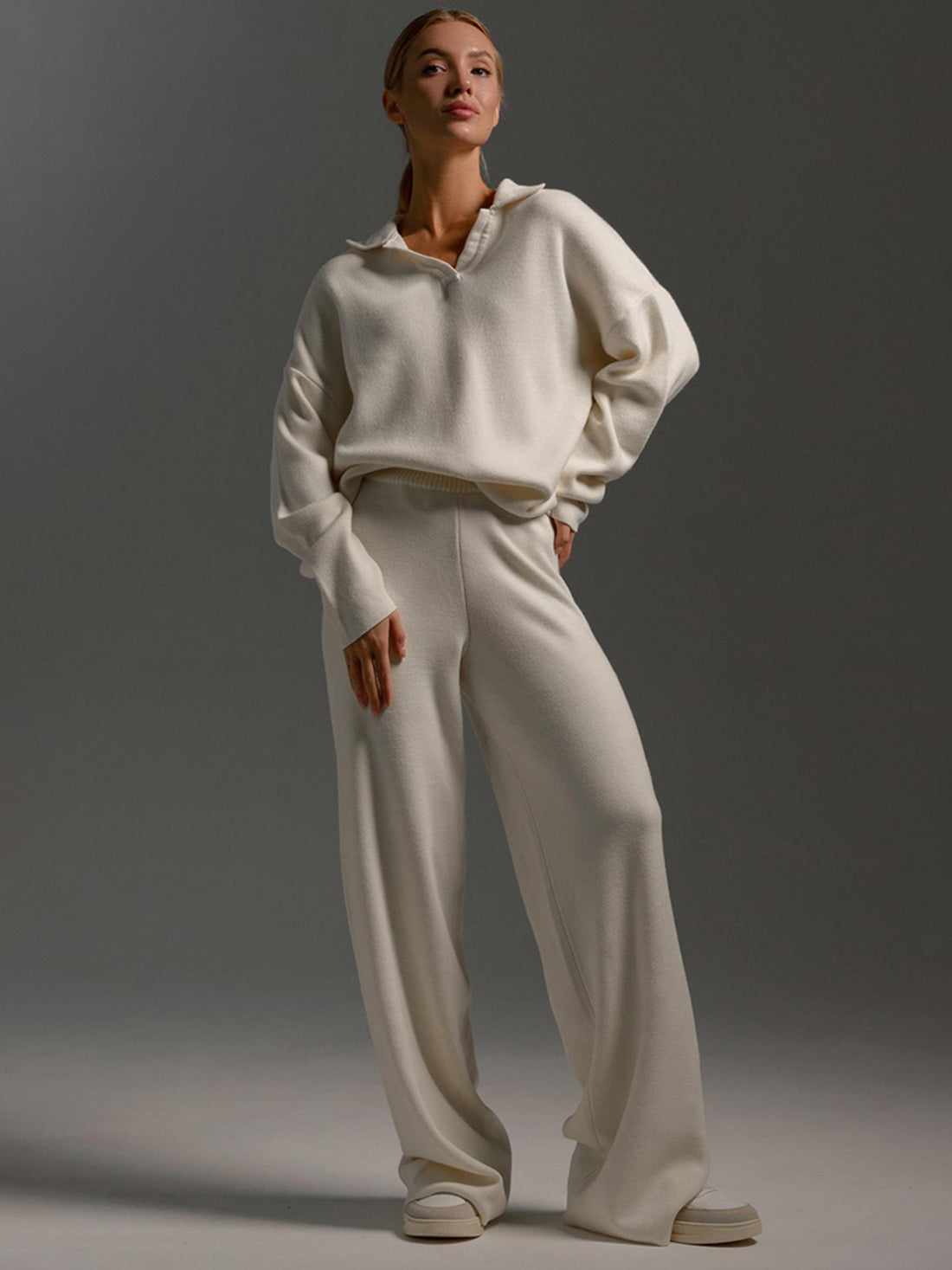 Johnny Collar Long Sleeve Top and Pants Sweater Set - Pahabu - Women's Clothing & Shop