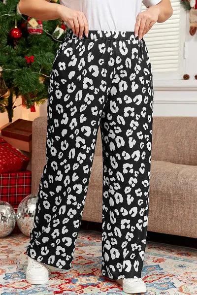 Plus Size Leopard Elastic Waist Pants - Pahabu - Women's Clothing & Shop