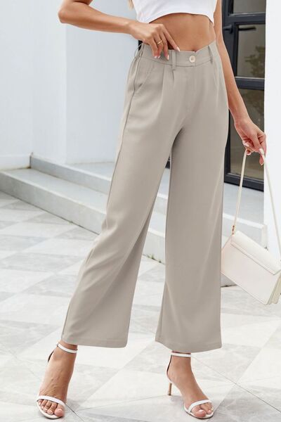 Pocketed High Waist Pants - Pahabu - Women's Clothing & Shop