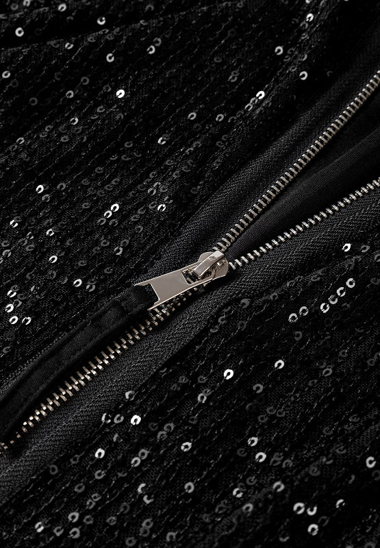 Sequin Zip Up Long Sleeve Jacket - Pahabu - Women's Clothing & Shop