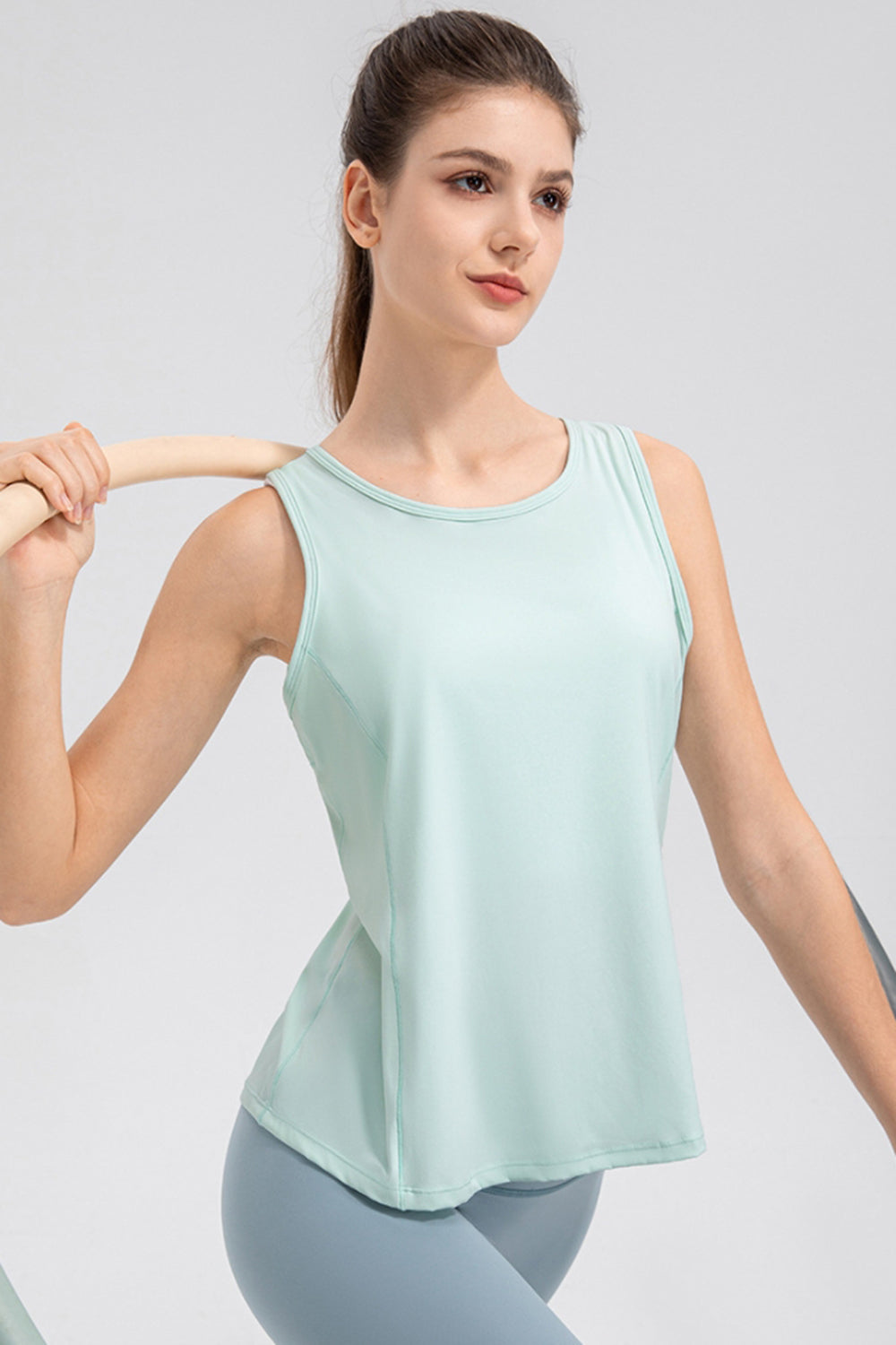 Wide Strap Round Neck Active Tank - Pahabu - Women's Clothing & Shop