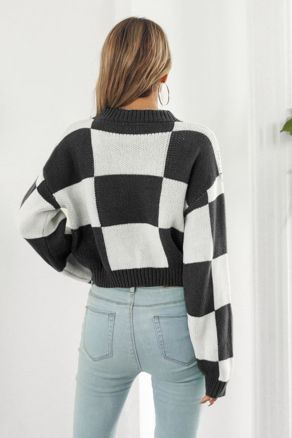 Color Block Round Neck Dropped Shoulder Sweater - Pahabu - Women's Clothing & Shop