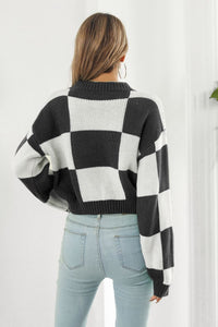 Color Block Round Neck Dropped Shoulder Sweater - Pahabu - Women's Clothing & Shop