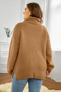 Horizontal Ribbing Turtleneck Sweater - Pahabu - Women's Clothing & Shop