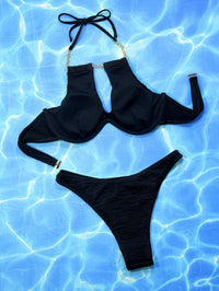 Halter Neck Chain Detail Two-Piece Bikini Set - Pahabu - Women's Clothing & Shop