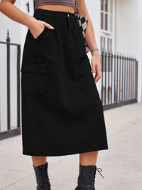 Slit Buttoned Denim Skirt with Pockets - Pahabu - Women's Clothing & Shop