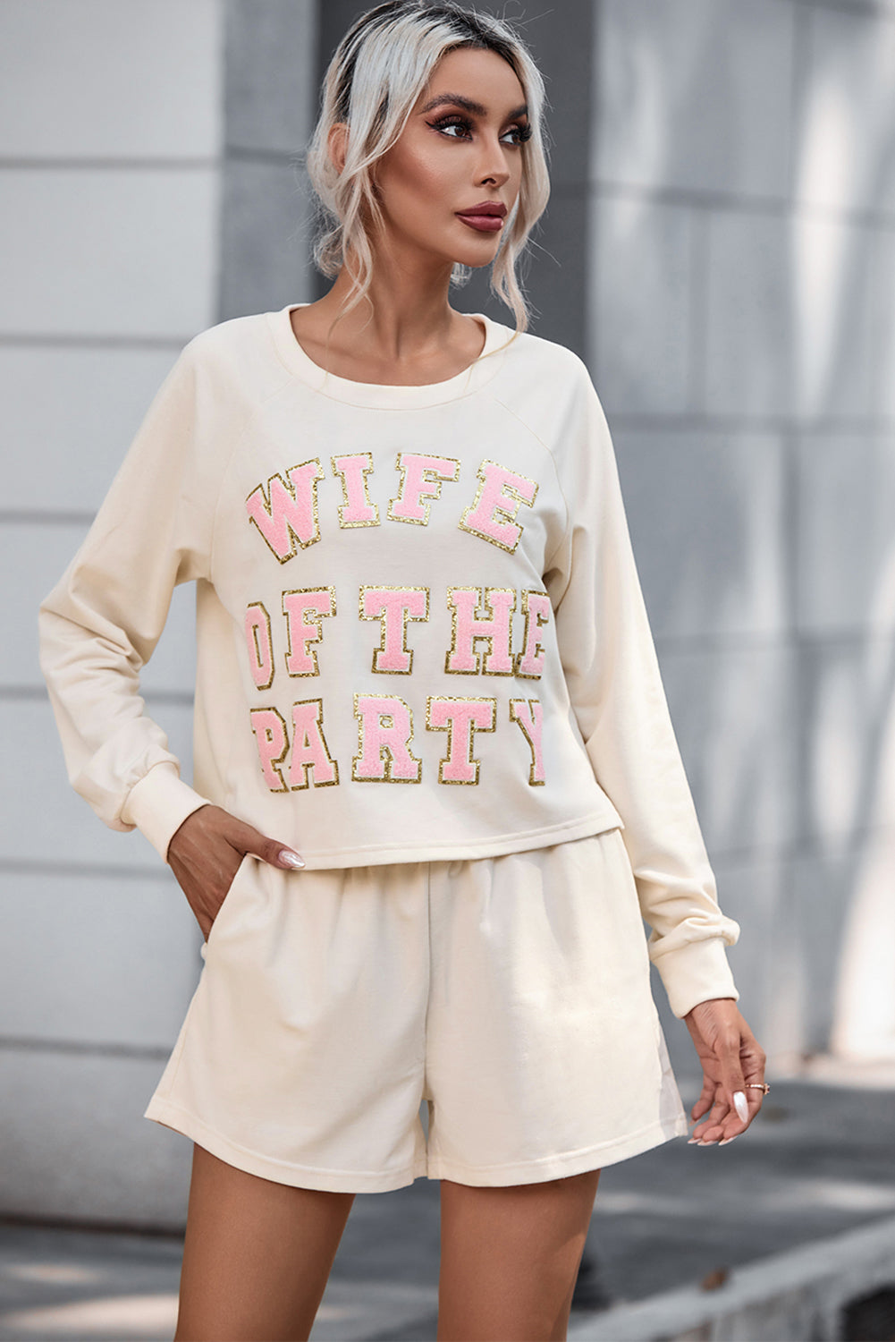 WIFE OF THE PARTY Round Neck Top and Shorts Set - Pahabu - Women's Clothing & Shop