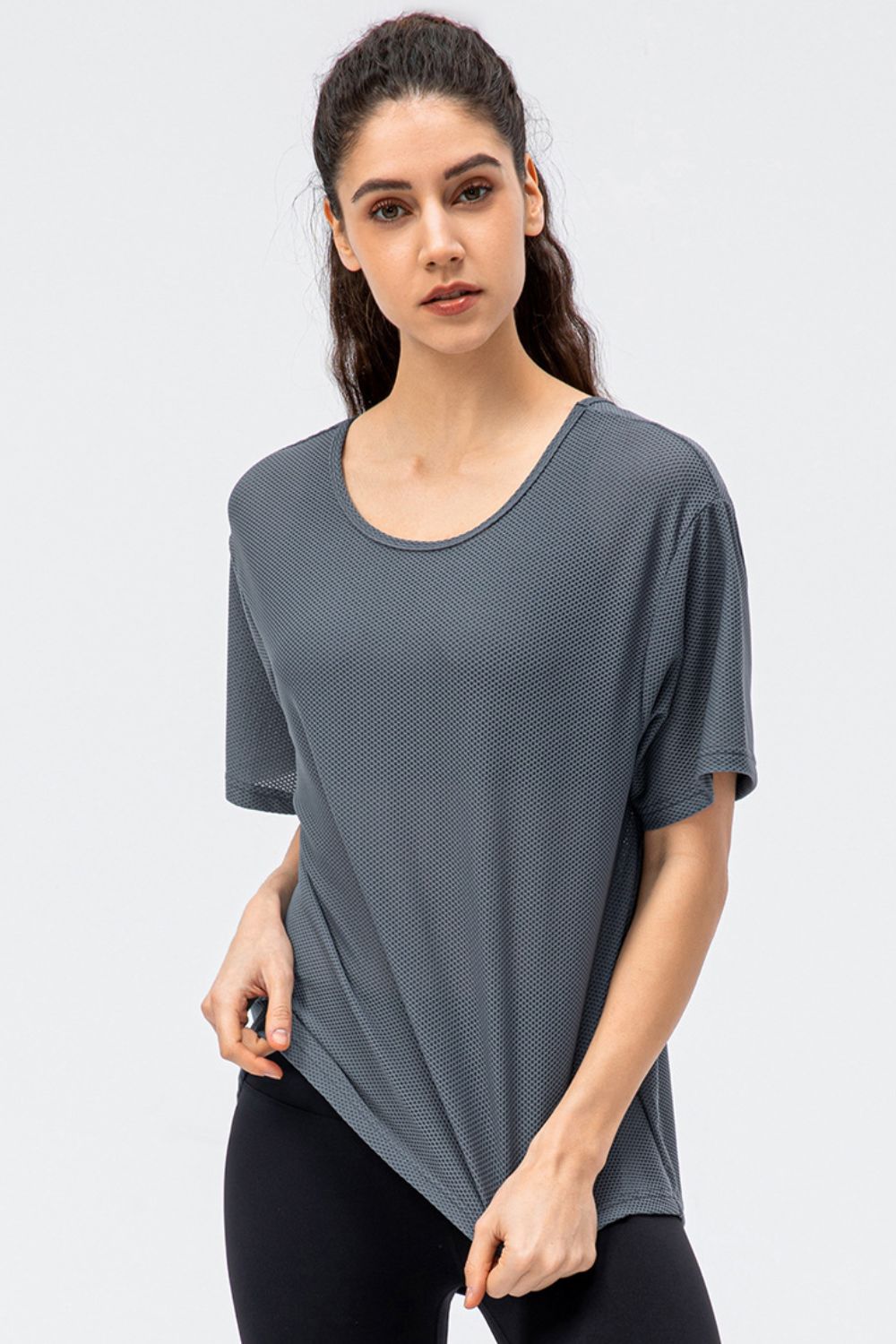 Round Neck Short Sleeve Active Tee - Pahabu - Women's Clothing & Shop