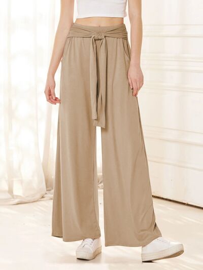 Tied Wide Leg Pants with Pockets - Pahabu - Women's Clothing & Shop