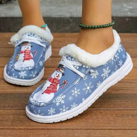 Snowman Print Round Toe Slip-Ons - Pahabu - Women's Clothing & Shop