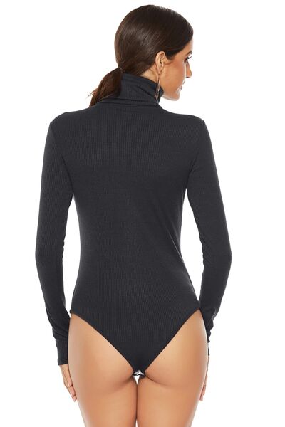 Ribbed Turtleneck Long Sleeve Bodysuit - Pahabu - Women's Clothing & Shop