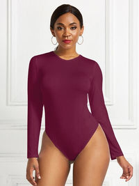 Round Neck Long Sleeve Bodysuit - Pahabu - Women's Clothing & Shop