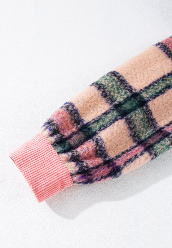Fuzzy Plaid Corduroy Patchwork Shacket - Pahabu - Women's Clothing & Shop