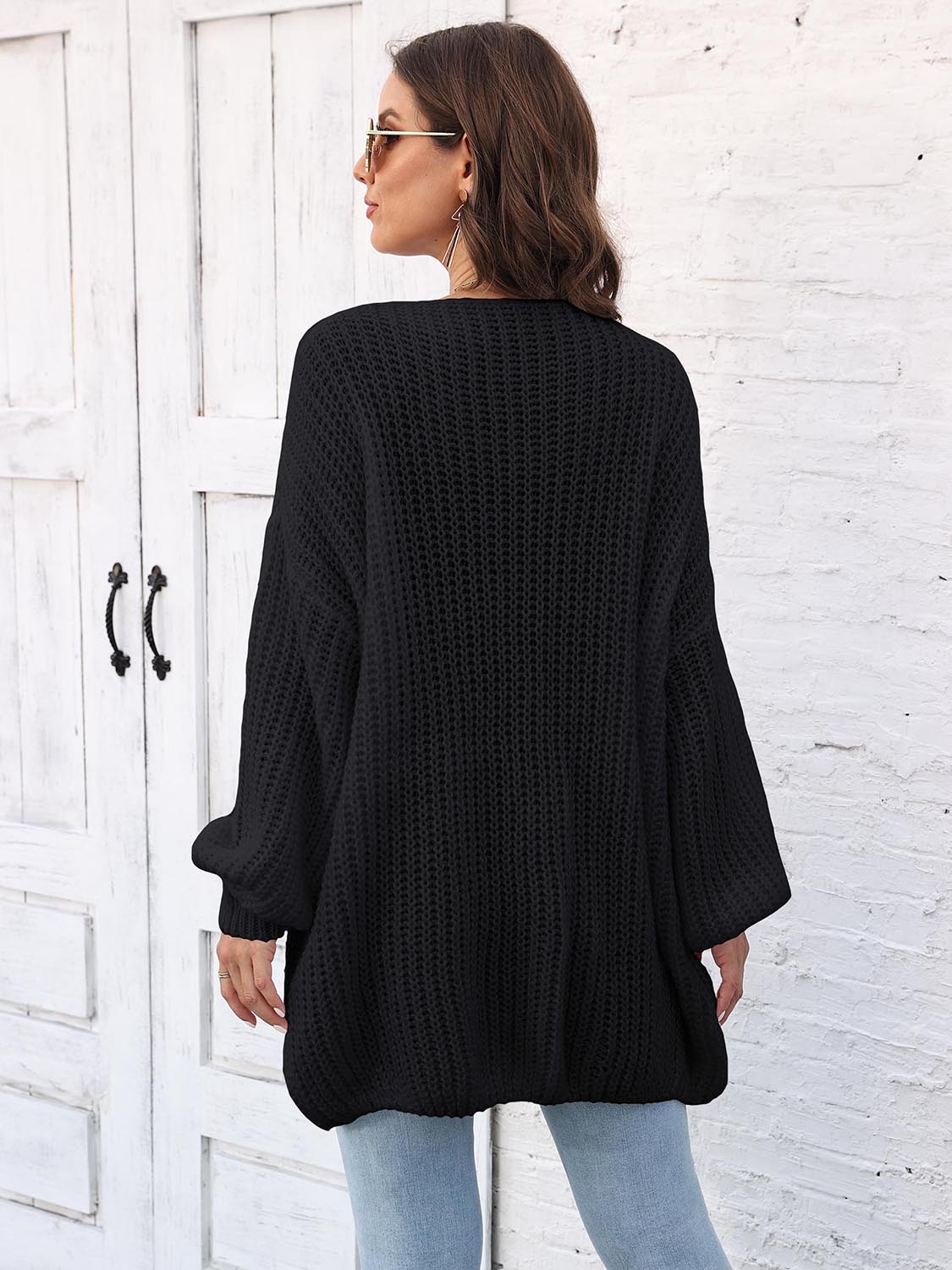 Open Front Dropped Shoulder Longline Cardigan - Pahabu - Women's Clothing & Shop
