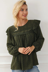 Round Neck Ruffled Blouse - Pahabu - Women's Clothing & Shop