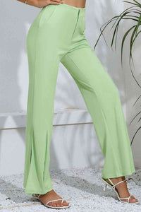 Slit High-Rise Flare Pants - Pahabu - Women's Clothing & Shop