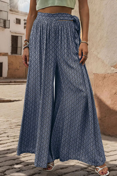 Perfee Printed Tied Wide Leg Pants - Pahabu - Women's Clothing & Shop