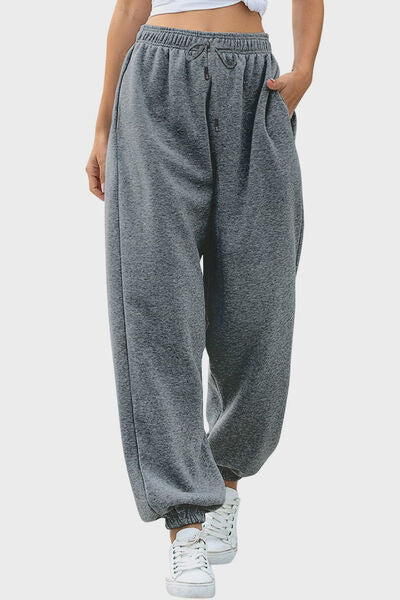 Elastic Waist Joggers with Pockets - Pahabu - Women's Clothing & Shop
