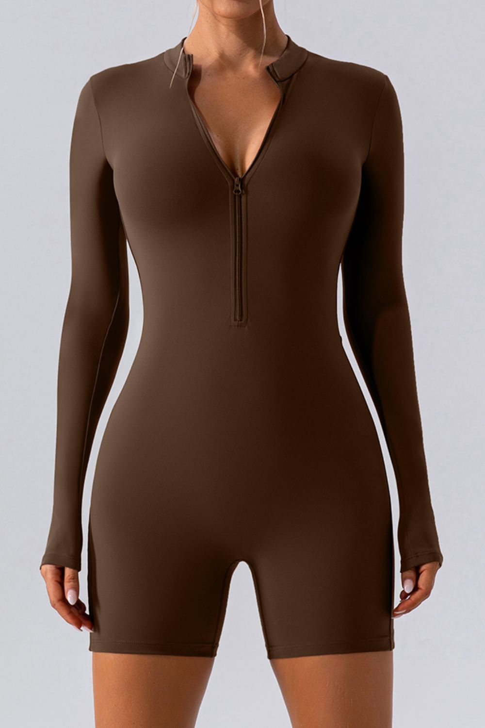 Half Zip Long Sleeve Active Romper - Pahabu - Women's Clothing & Shop