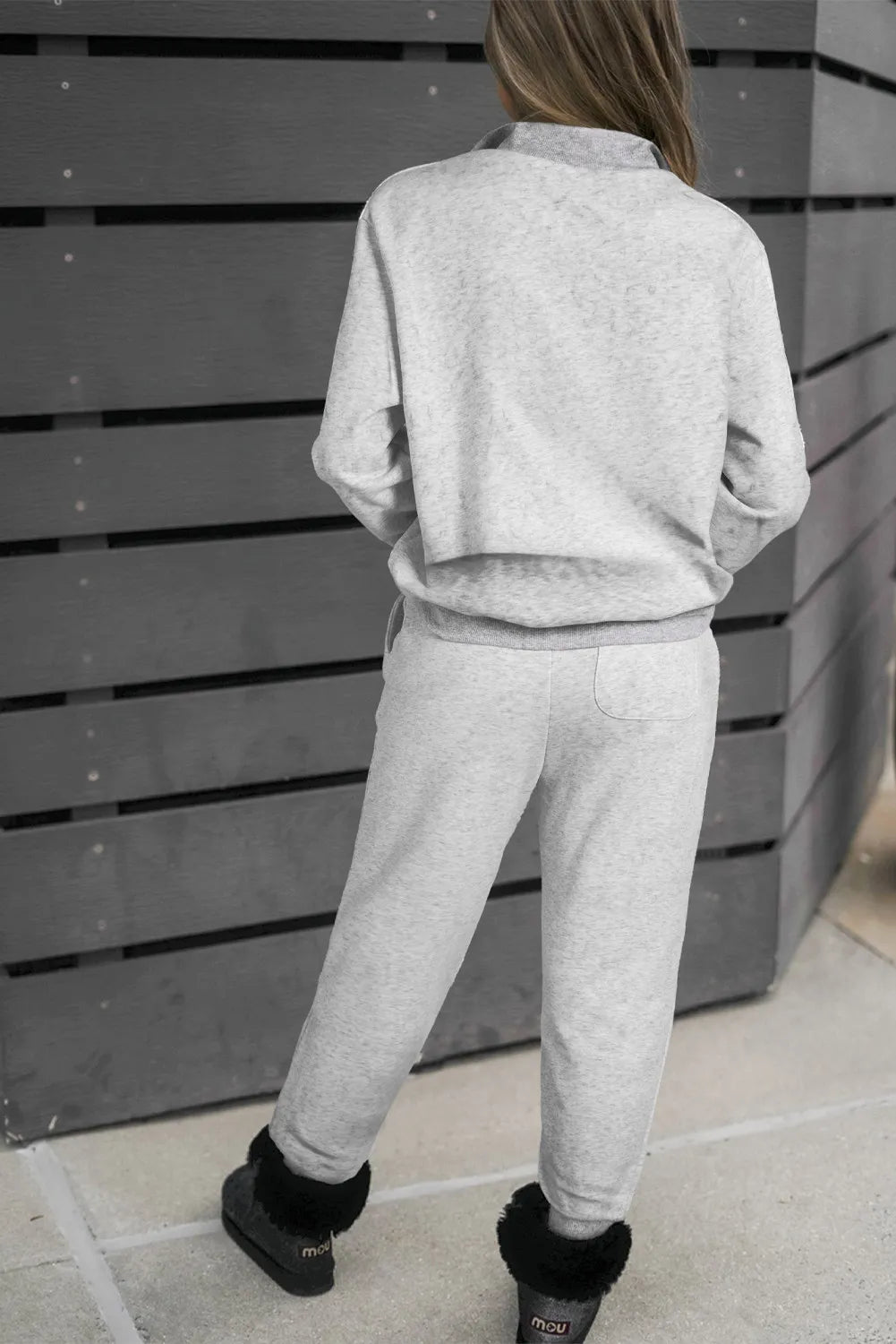 Quarter Zip Long Sleeve Top and Drawstring Pants Set - Pahabu - Women's Clothing & Shop