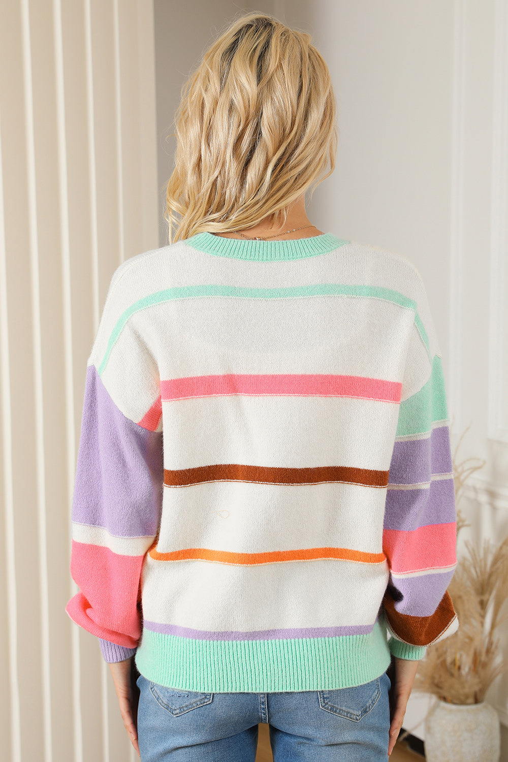 Round Neck Lantern Sleeve Sweater - Pahabu - Women's Clothing & Shop