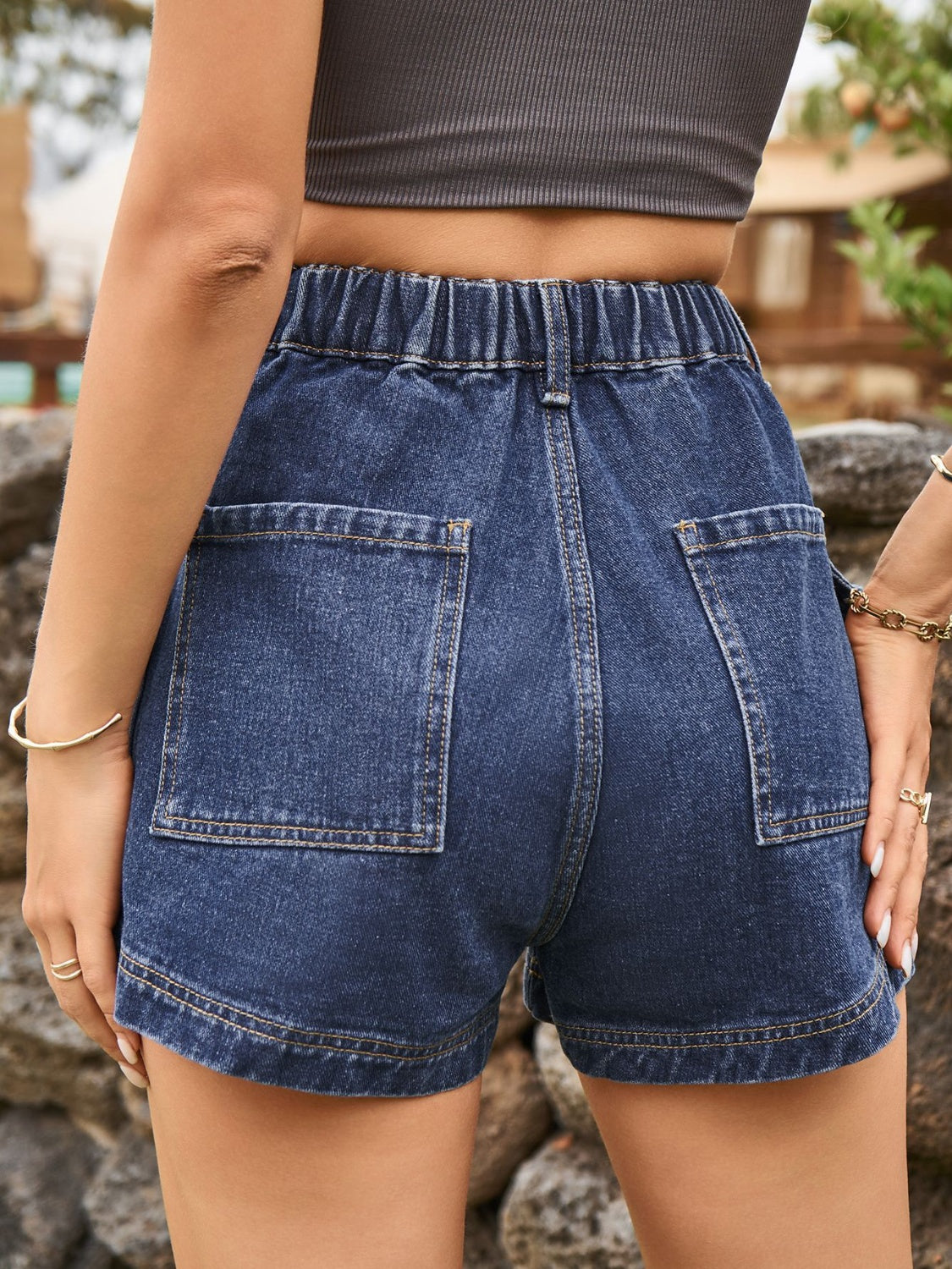 High Waist Denim Shorts with Pockets - Pahabu - Women's Clothing & Shop
