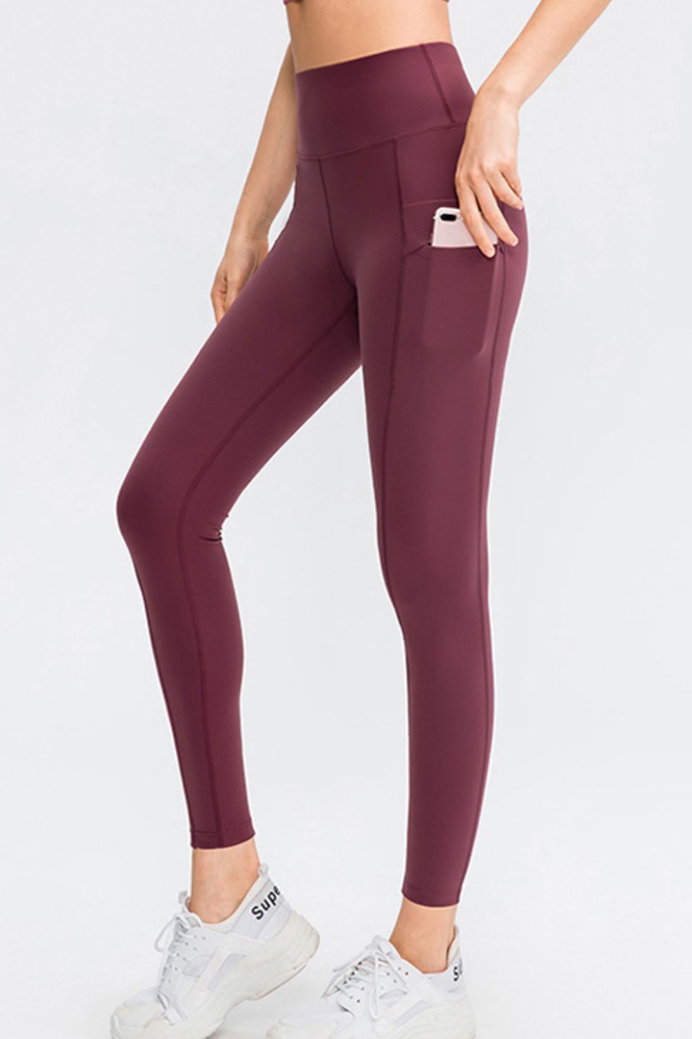 Wide Waistband Slim Fit Long Sports Pants with Pocket - Pahabu - Women's Clothing & Shop