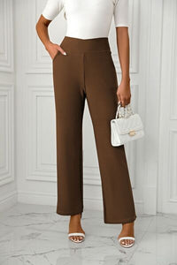High Waist Straight Leg Pants - Pahabu - Women's Clothing & Shop
