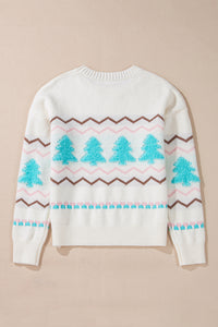 Christmas Tree Ribbed Hem Dropped Shoulder Sweater - Pahabu - Women's Clothing & Shop