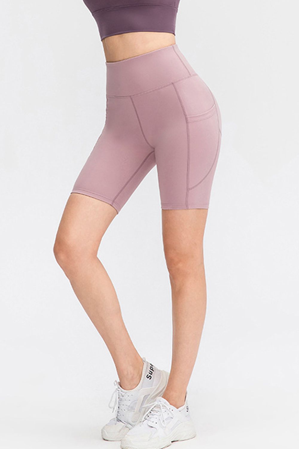 Wide Waistband Sports Shorts with Pockets - Pahabu - Women's Clothing & Shop