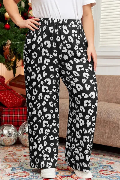 Plus Size Leopard Elastic Waist Pants - Pahabu - Women's Clothing & Shop