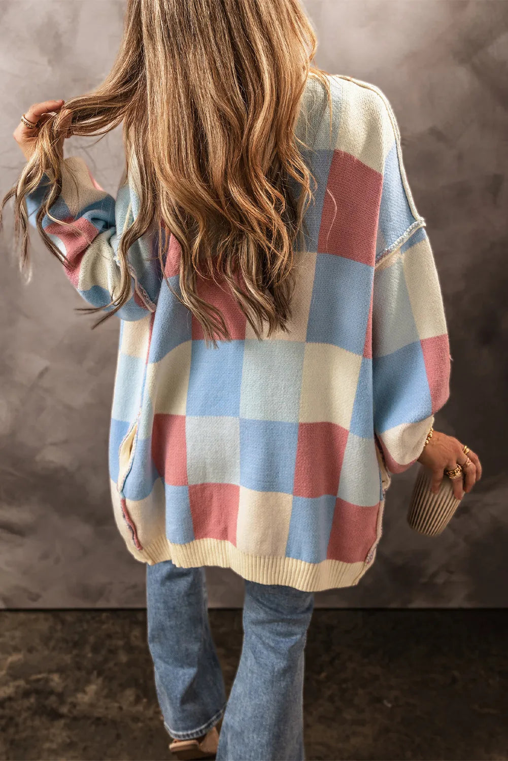 Color Block Open Front Long Sleeve Cardigan - Pahabu - Women's Clothing & Shop