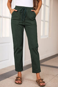 Drawstring Straight Pants with Pockets - Pahabu - Women's Clothing & Shop