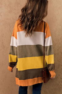 Color Block Lantern Sleeve Open Front Cardigan with Pockets - Pahabu - Women's Clothing & Shop