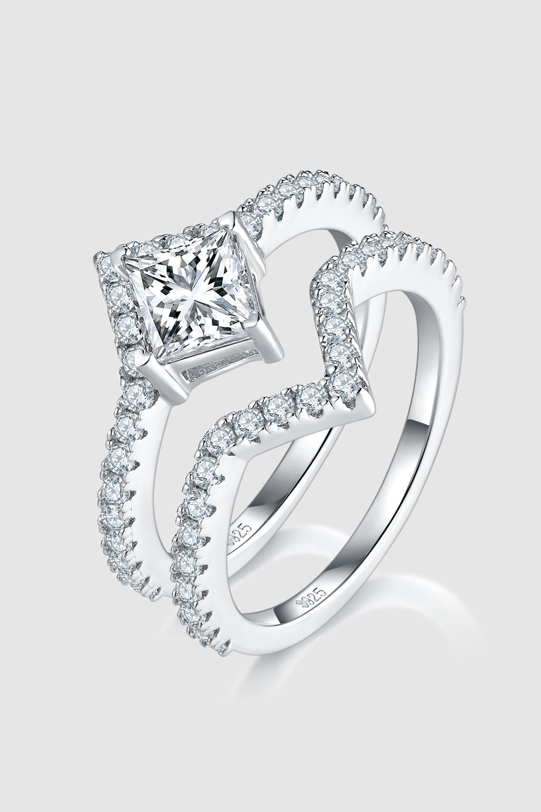 1 Carat Moissanite 925 Sterling Silver Double Layered Ring - Pahabu - Women's Clothing & Shop