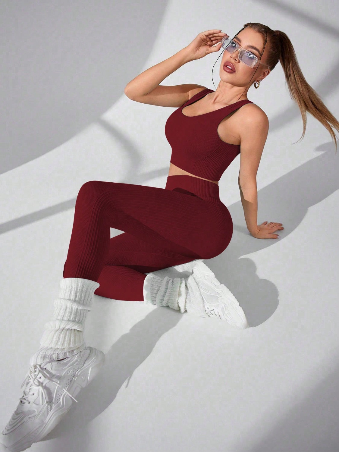 Scoop Neck Wide Strap Top and Pants Active Set - Pahabu - Women's Clothing & Shop