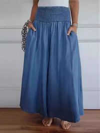 Full Size Smocked Wide Leg Pants with Pockets - Pahabu - Women's Clothing & Shop