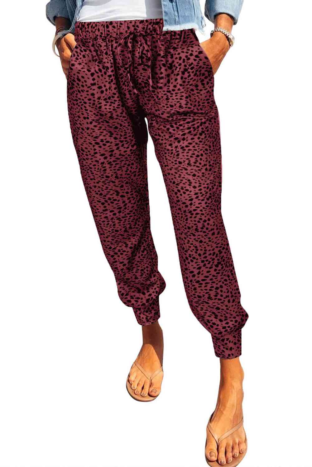 Leopard Print Joggers with Pockets - Pahabu - Women's Clothing & Shop