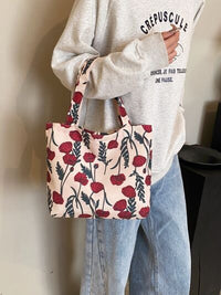 Printed Canvas Handbag with Zipper - Pahabu - Women's Clothing & Shop