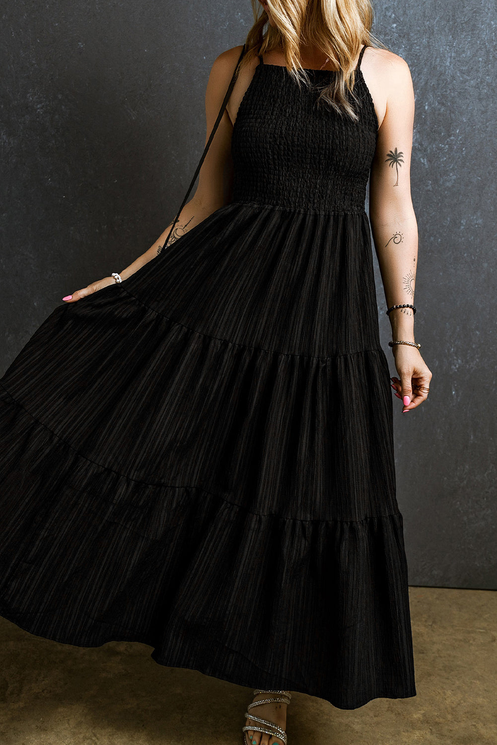 Smocked Tiered Spaghetti Strap Dress - Pahabu - Women's Clothing & Shop