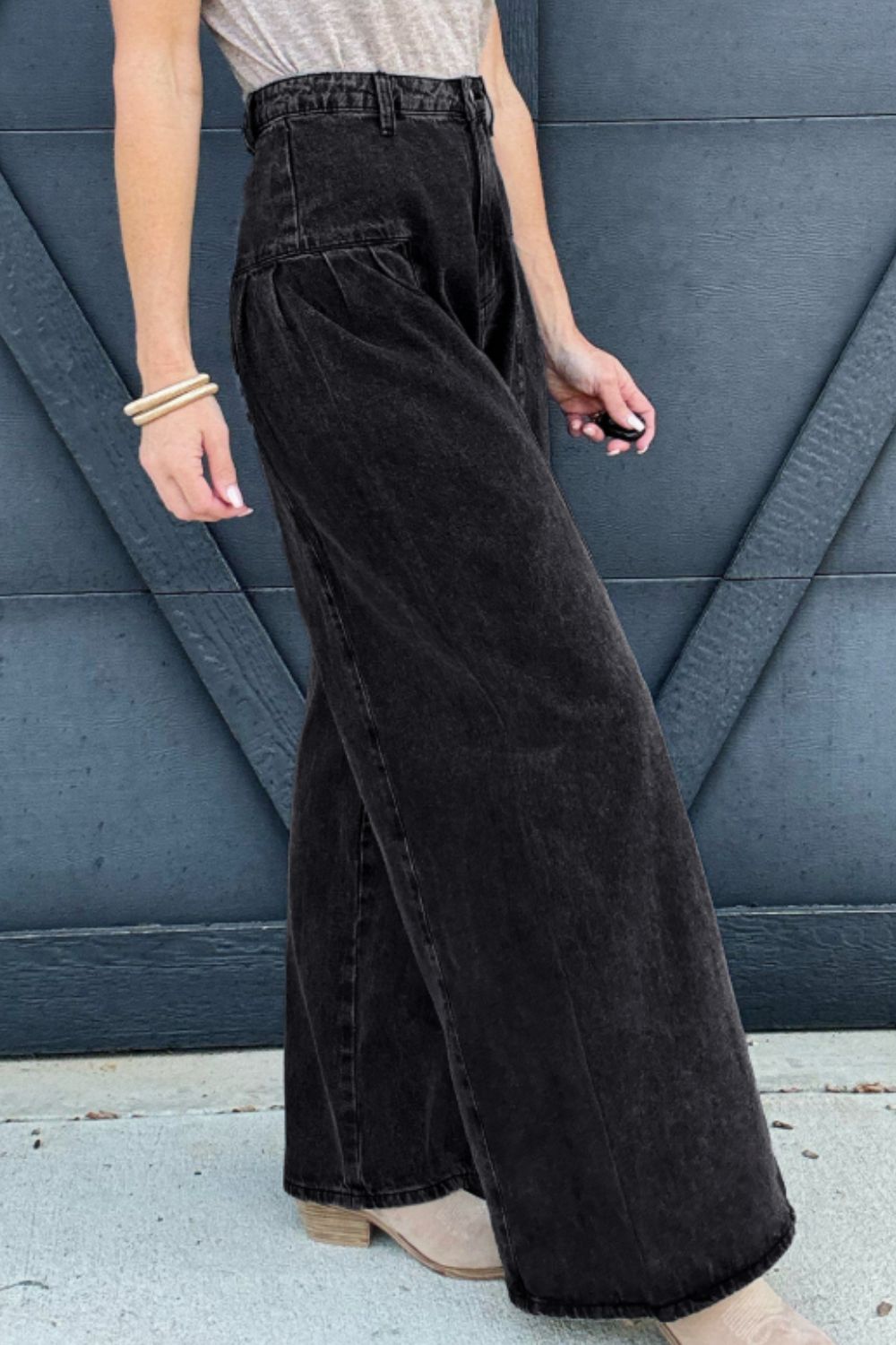 High Rise Wide Leg Jeans with Pockets - Pahabu - Women's Clothing & Shop