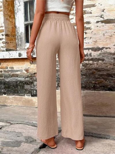 Tied High Waist Wide Leg Pants with Pockets - Pahabu - Women's Clothing & Shop