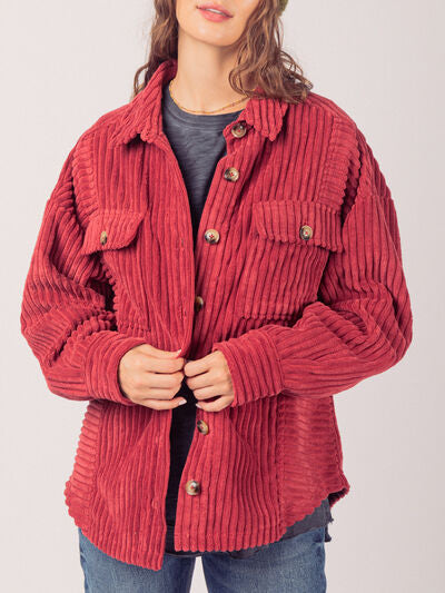 Button Up Long Sleeve Corduroy Jacket - Pahabu - Women's Clothing & Shop