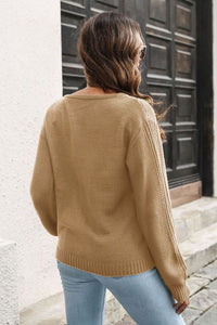 Ribbed Scoop Neck Long Sleeve Pullover Sweater - Pahabu - Women's Clothing & Shop