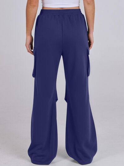 Elastic Waist Wide Leg Pants with Pockets - Pahabu - Women's Clothing & Shop