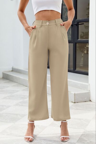 Pocketed High Waist Pants - Pahabu - Women's Clothing & Shop
