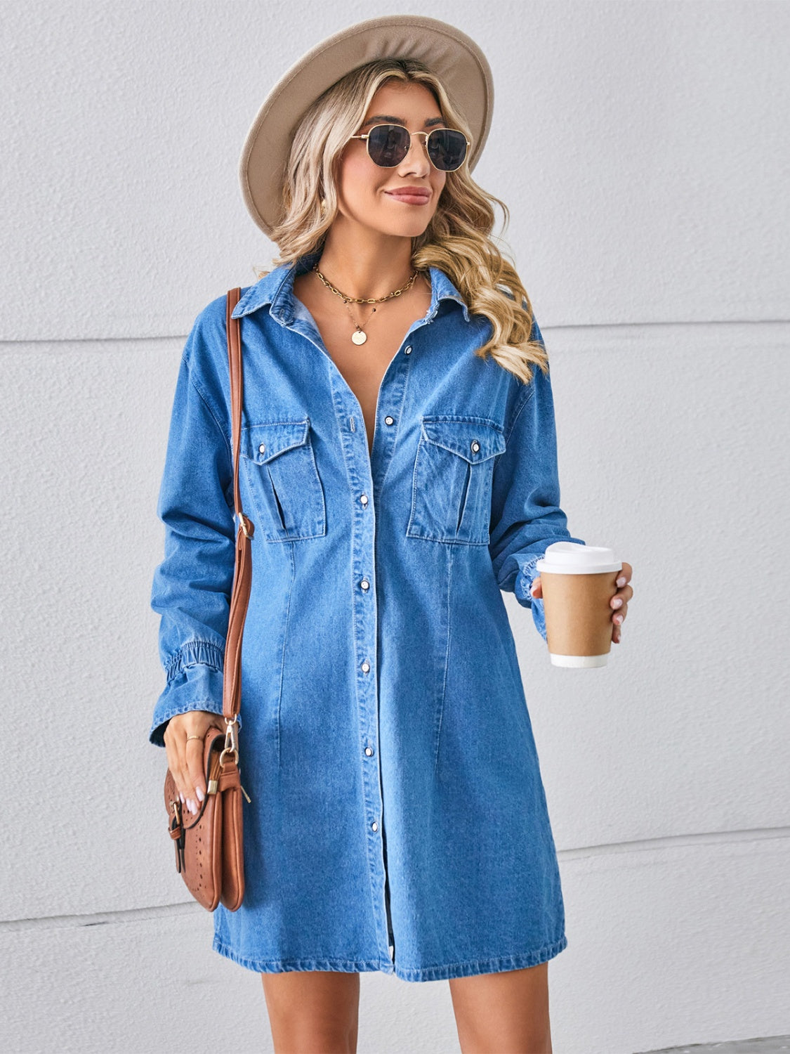Pocketed Dropped Shoulder Mini Denim Dress - Pahabu - Women's Clothing & Shop