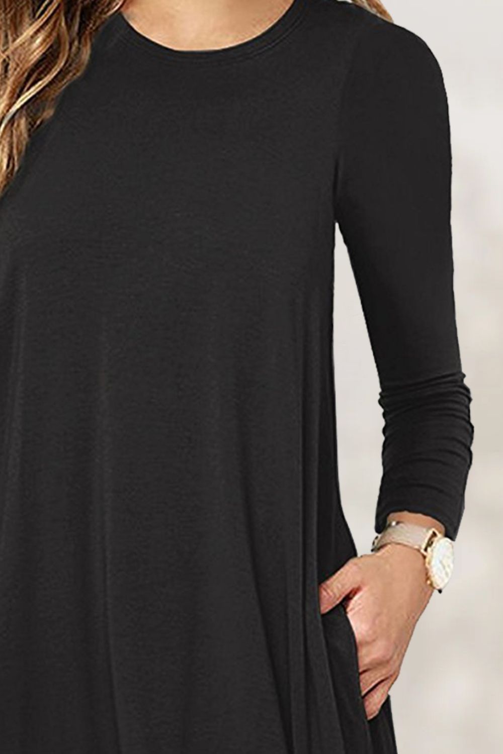 Round Neck Long Sleeve Mini Dress - Pahabu - Women's Clothing & Shop