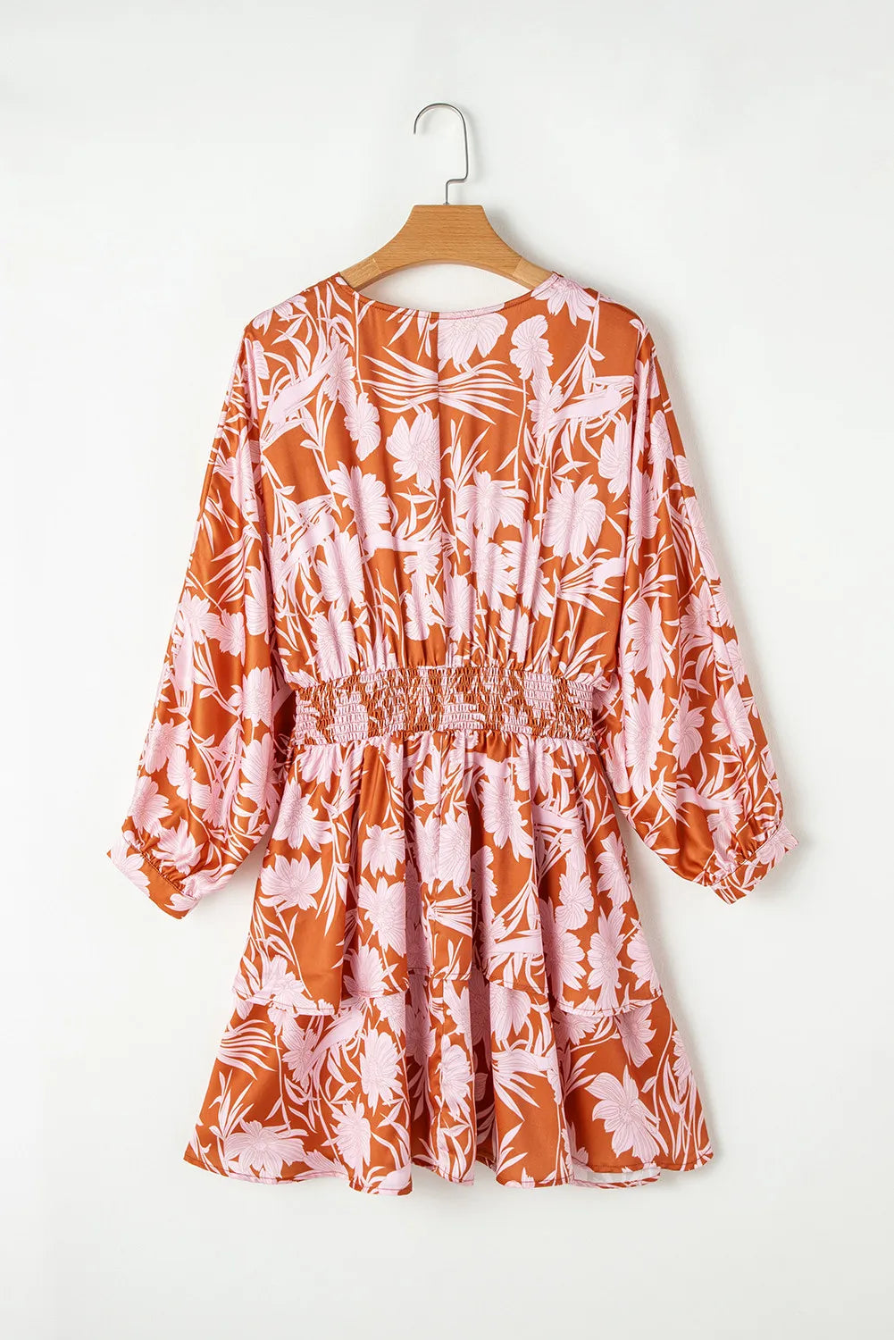 Smocked Printed Long Sleeve Mini Dress - Pahabu - Women's Clothing & Shop